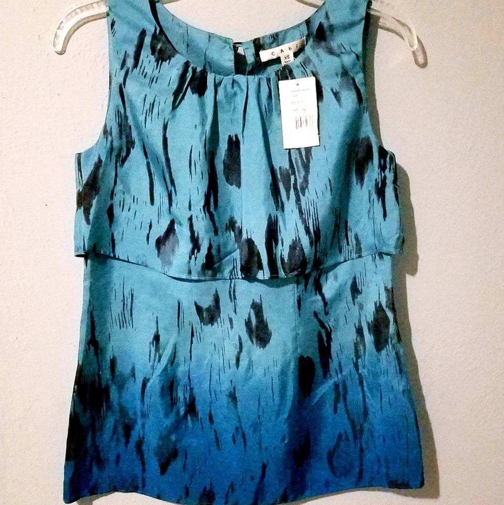 CAbi Serene Tier Ombre Silk Sleeveless Blouse, XS